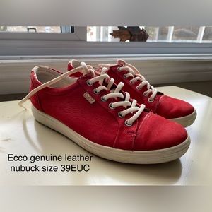 EUC Bright Red Ecco Leather Sneakers